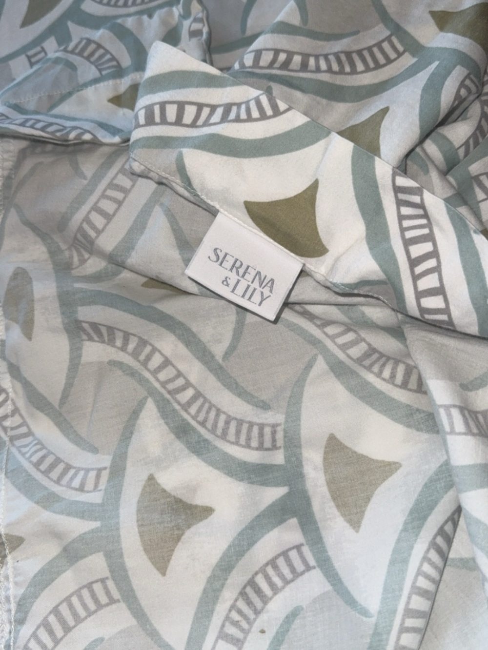 Serena & Lily Duvet Cover Full Queen Blue Green Mediterranean geometric coastal - Picture 2 of 7